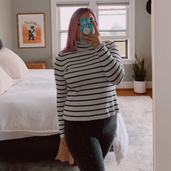 Target A New Day Black & White Ribbed Turtleneck - Picture 5 of 5